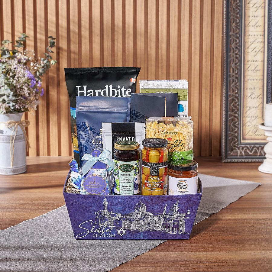 The Basket of Kosher Treats offers a delightful array of snacks, making it an ideal choice for sending your well wishes to a friend, family member, or colleague, Chicago delivery