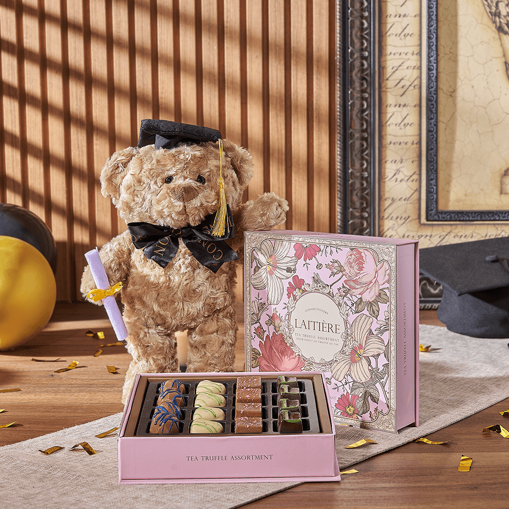 Graduation Bear with Truffles Gift Box – how the gift is presented
