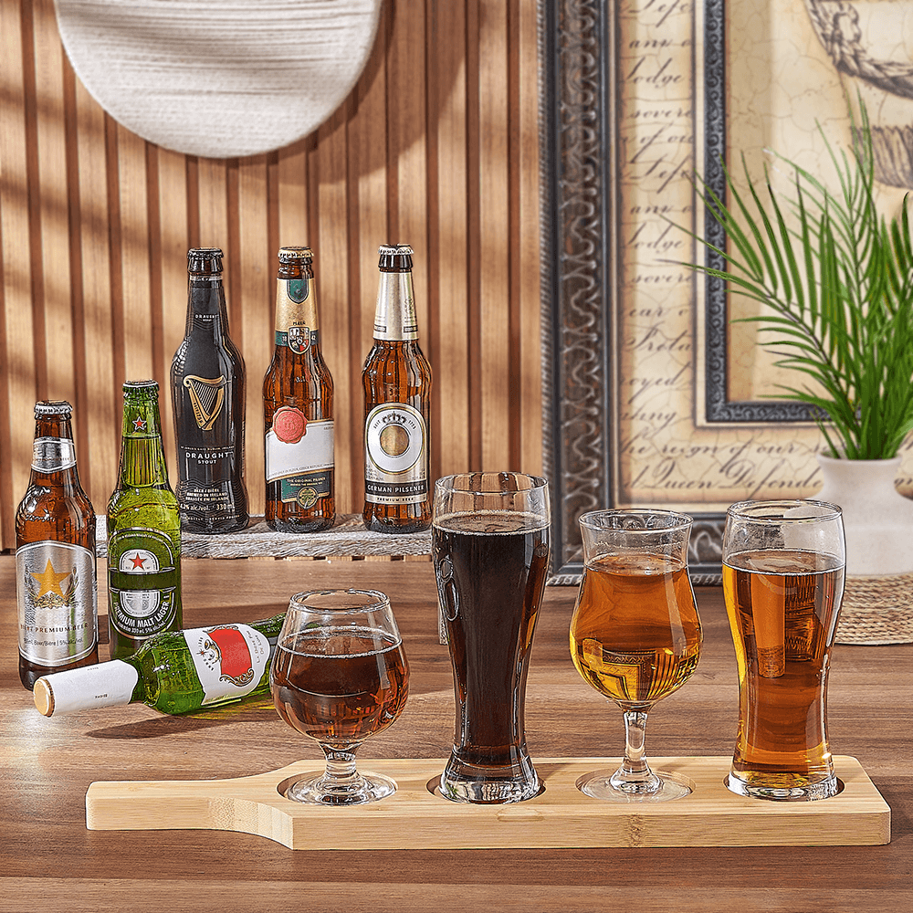 Six Beer Flight with Glasses – how the gift is presented