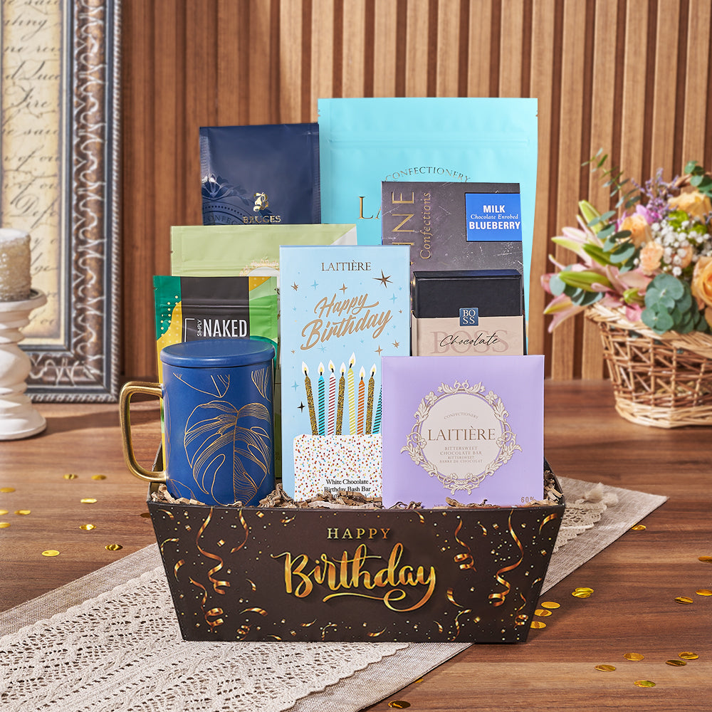 Birthday Gift Tray with Coffee – how the gift is presented