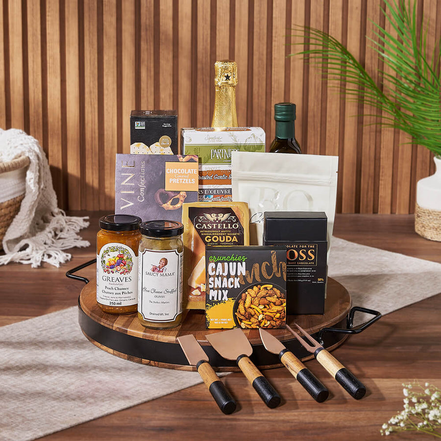 Champagne & Cheese Platter Gift Set from Chicago Baskets - Champagne Gift Basket - Chicago Delivery.