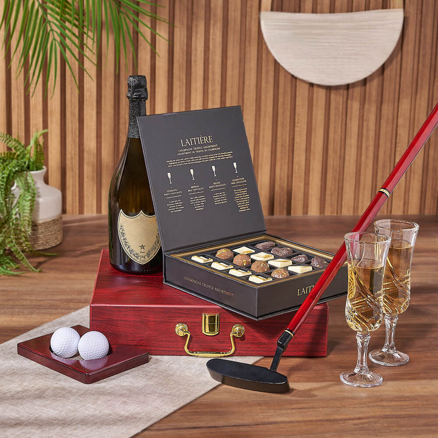 Champagne & Golf Practice Set, champagne gift, champagne, sparkling wine gift, sparkling wine, golf gift, golf, Chicago delivery