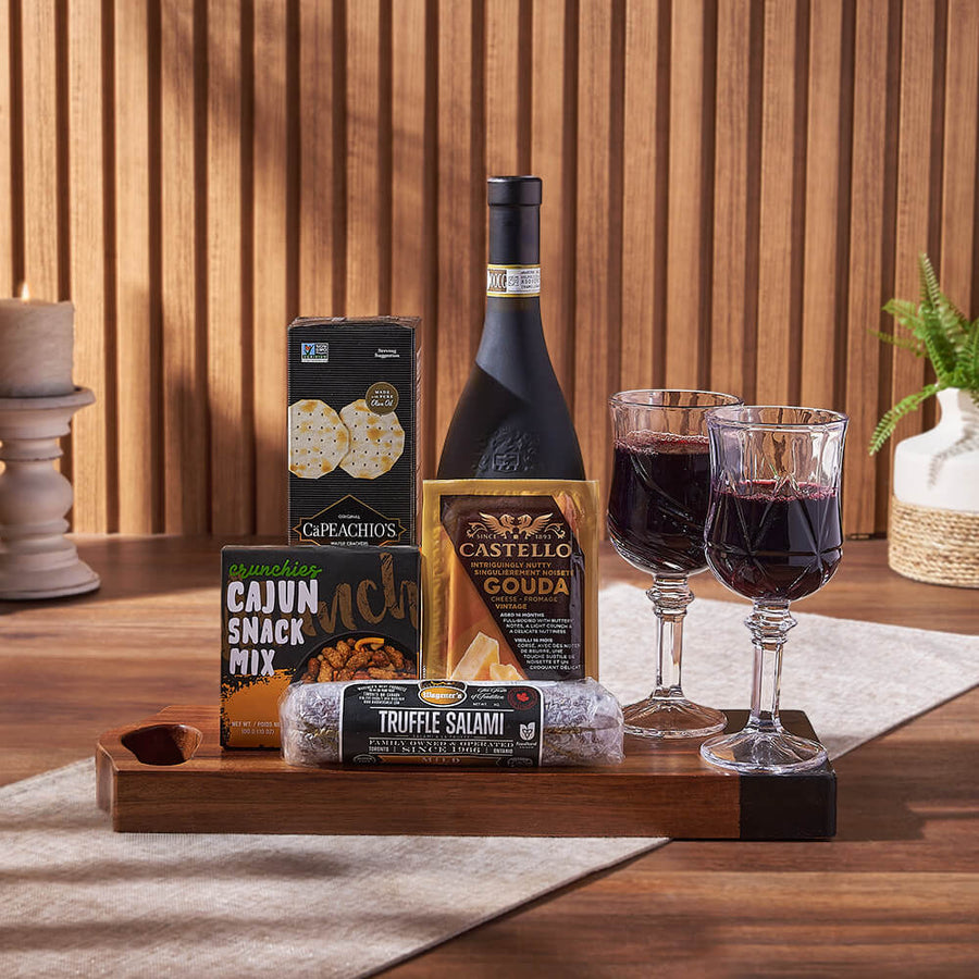 Charcuterie & Wine Gift Basket, wine gift, wine, cheese gift, cheese, charcuterie gift, charcuterie, Chicago  delivery