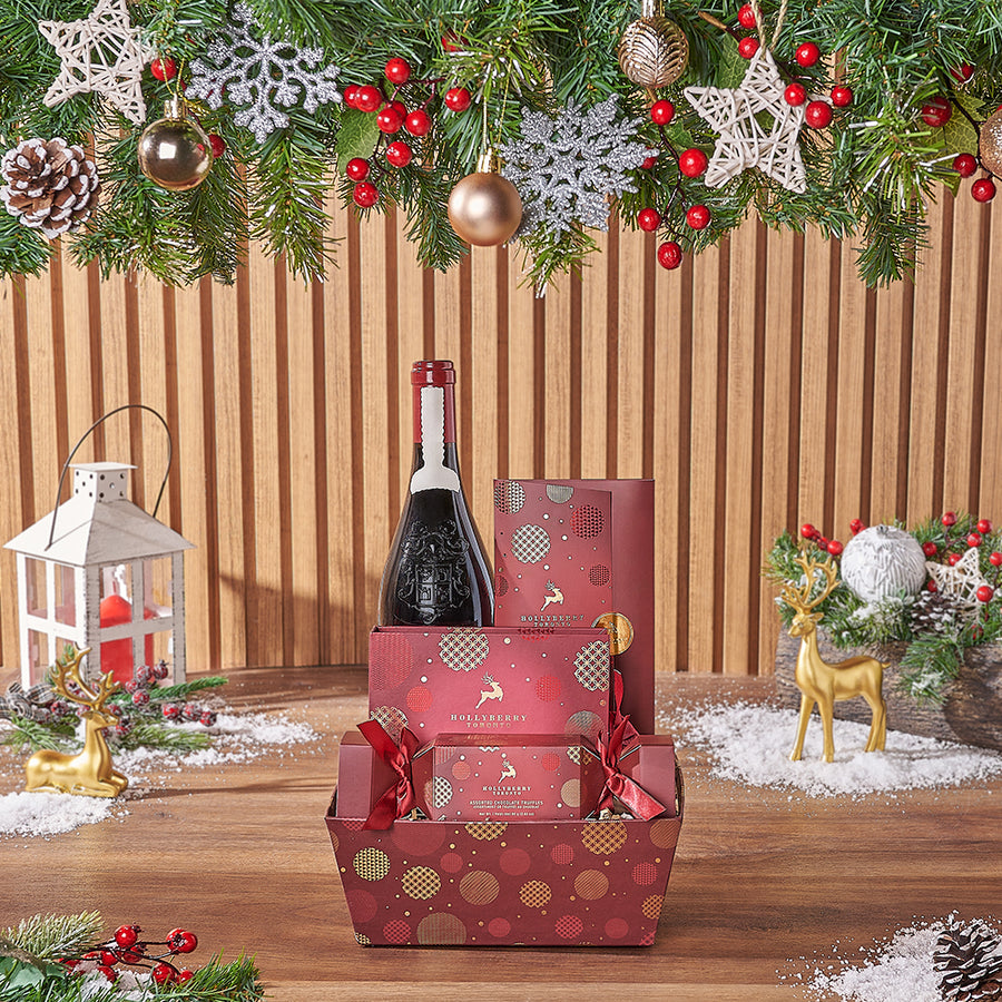 Our Christmas Morning Wine Gift Set, a curated selection of delightful goodies designed for a cozy celebration with friends and loved ones - Chicago Delivery