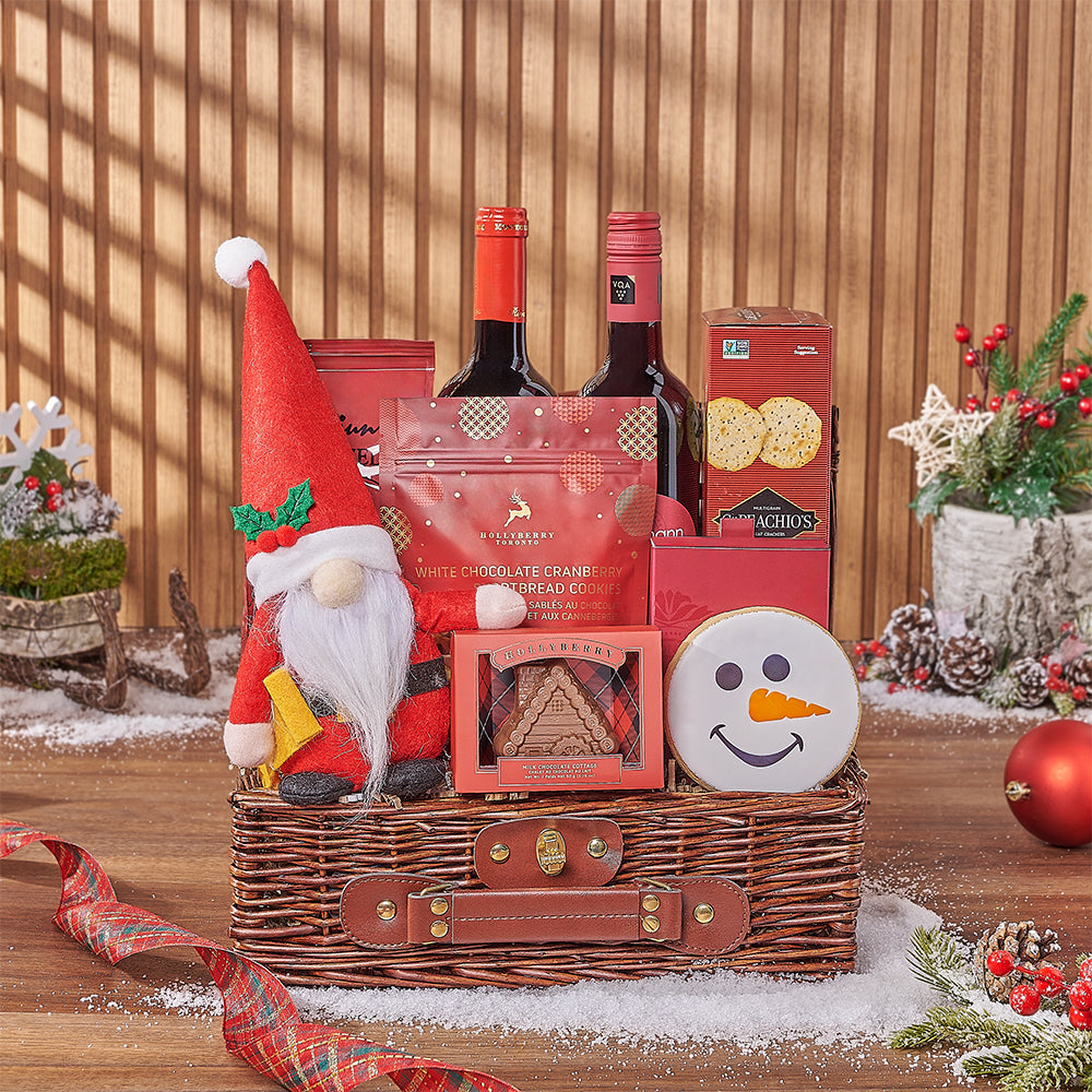 Christmas Two-Bottle Wine Basket – how the gift is presented