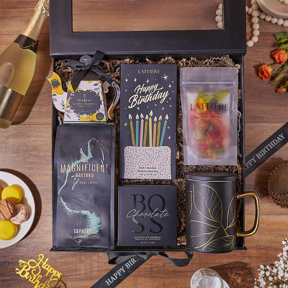 Birthday Coffee and Dark Chocolate Box – how the gift is presented