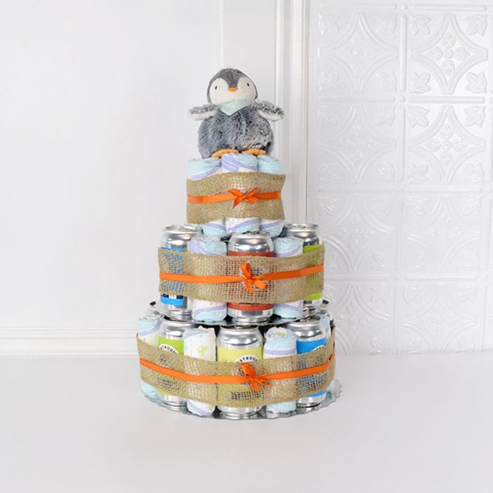 Craft Beer Celebration Gift Basket with Plush Penguin – how the gift is presented