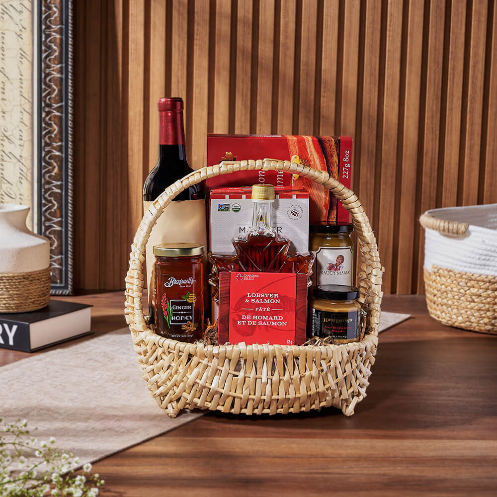 Smoked Pacific Salmon and Wine Gift – how the gift is presented