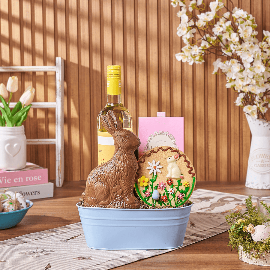 Easter Wine & Chocolate Bunny Gift, wine gift, wine, chocolate gift, chocolate, easter gift, easter, Chicago delivery