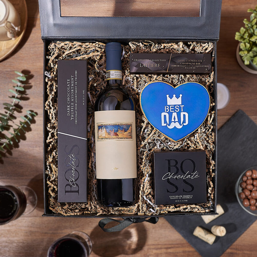 Father’s Day Wine & Sweets Box, wine gift, wine, chocolate gift, chocolate, fathers day gift, fathers day, Chicago delivery
