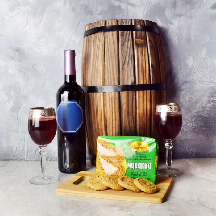Wine and Murukku Diwali Gift Set – how the gift is presented