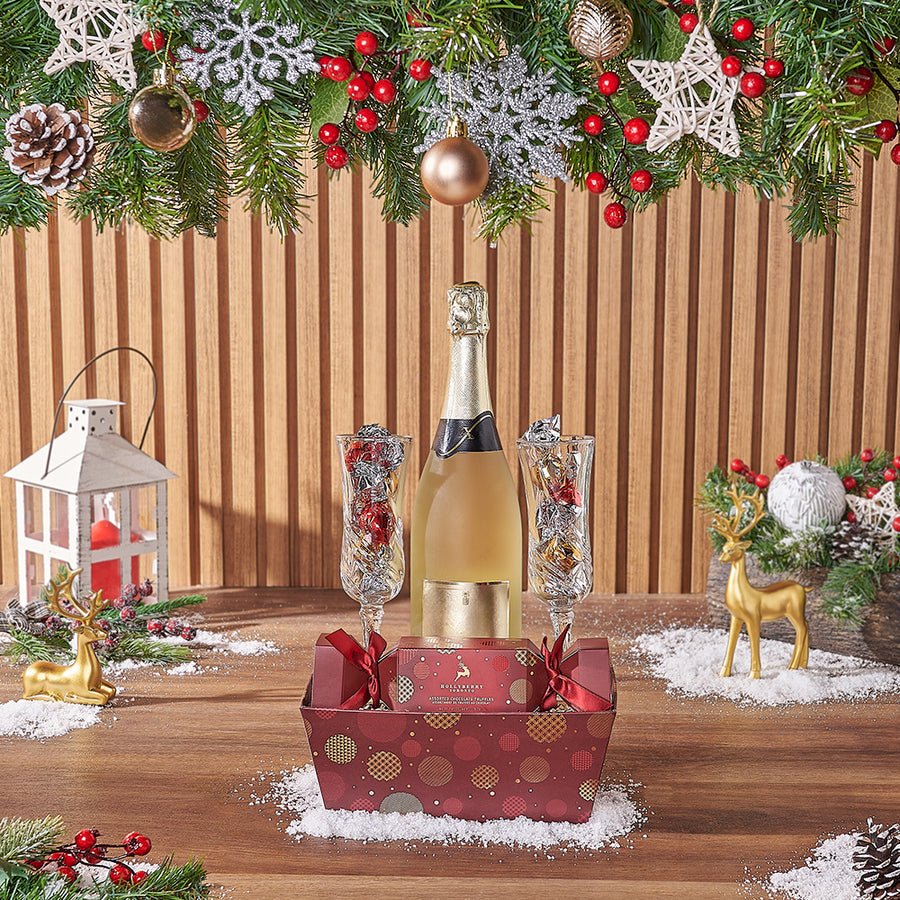 Festive Truffles & Champagne Set, champagne gift, champagne, sparkling wine gift, sparkling wine, chocolate gift, chocolate, Christmas gift, Christmas, Chicago delivery