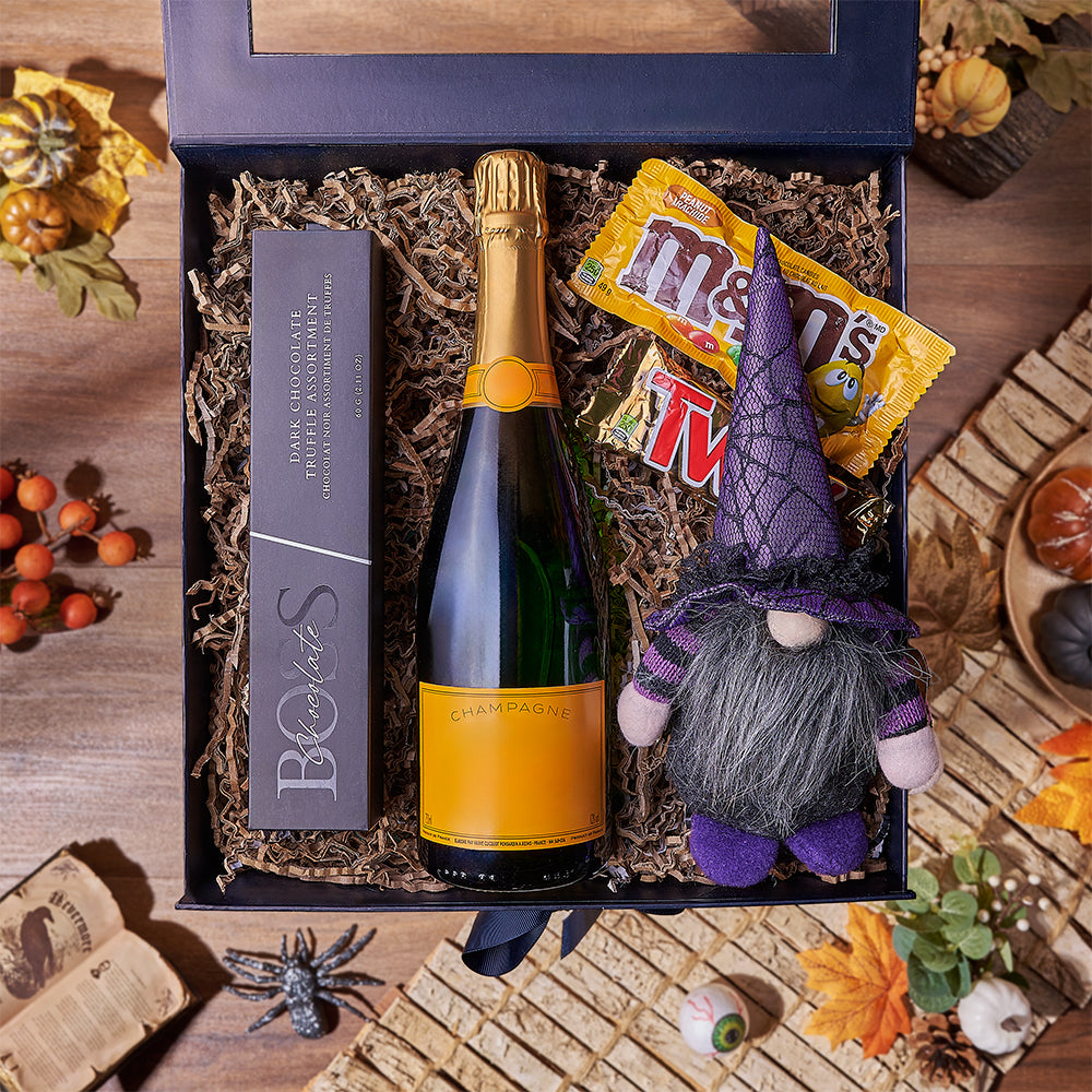 Premium Sparkling Wine Gift Box with Twix, M&M's, and Truffles – how the gift is presented