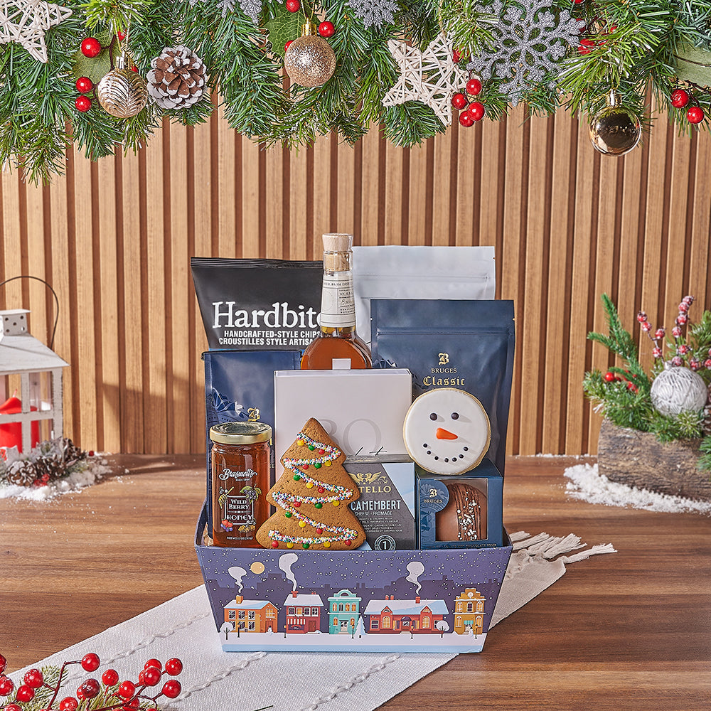 Whiskey Holiday Snack Tray – how the gift is presented
