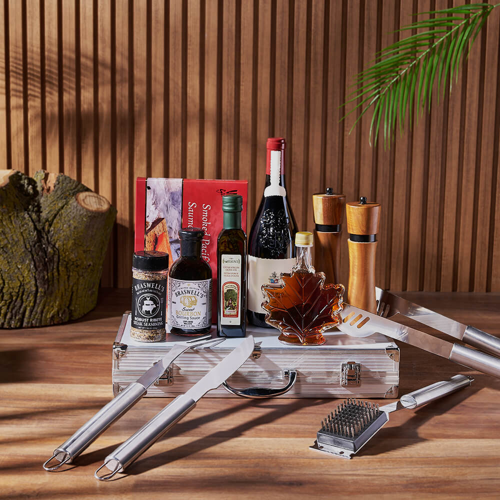 Wine and Stainless Steel Grill Set – how the gift is presented