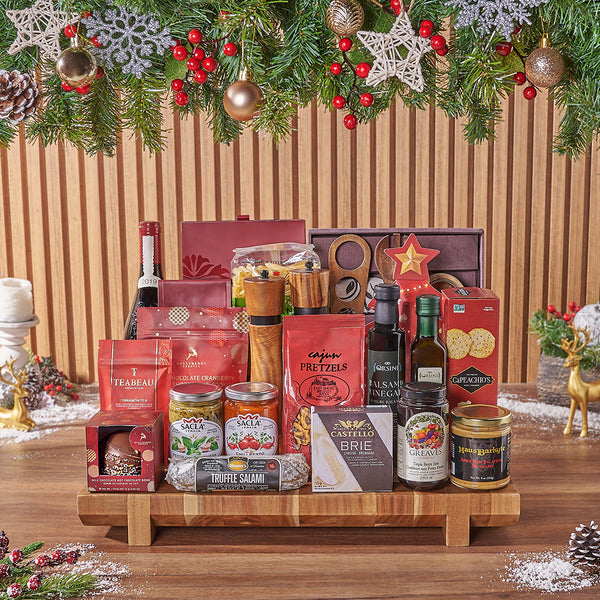 Opulent Christmas Wine & Chocolate Gift Basket - Chicago Baskets ...