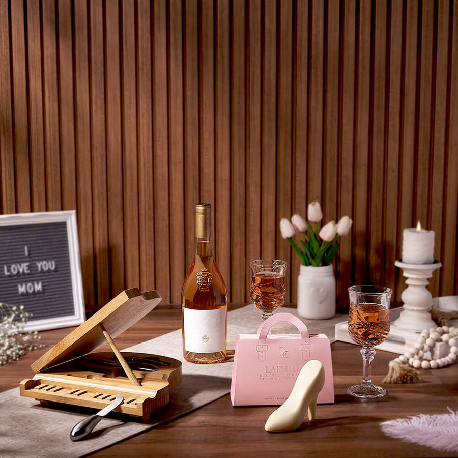 Palmerston Wine & Chocolate Basket For Mom from Chicago Baskets - Wine Gift Set - Chicago Delivery.