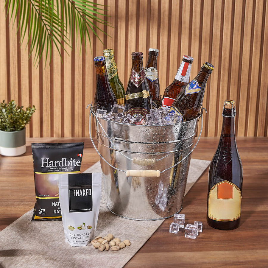 Specialty Beer Gift Bucket, beer gift, beer, snack gift, snack, Chicago delivery
