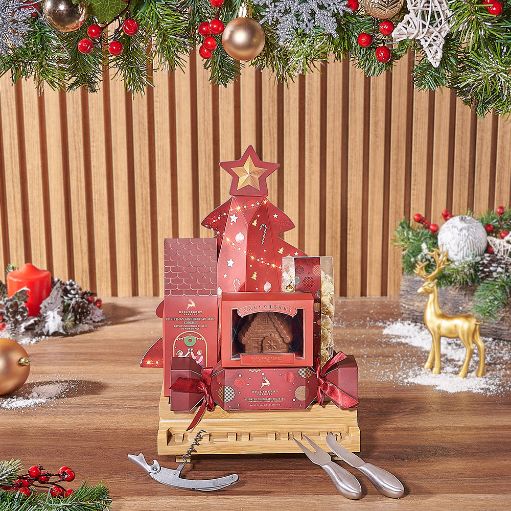 Christmas Chocolate and Cheese Board Gift – how the gift is presented