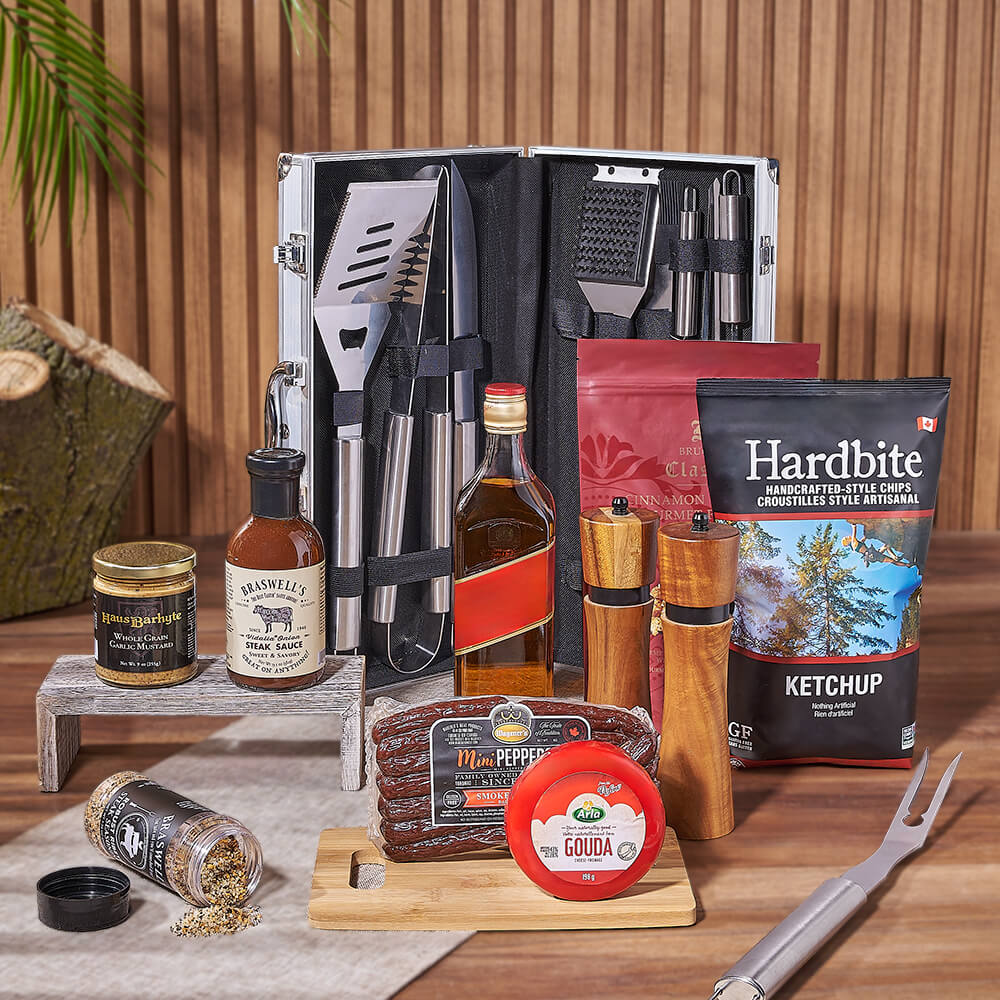 Liquor and Barbecue Grill Set, Chicago – how the gift is presented