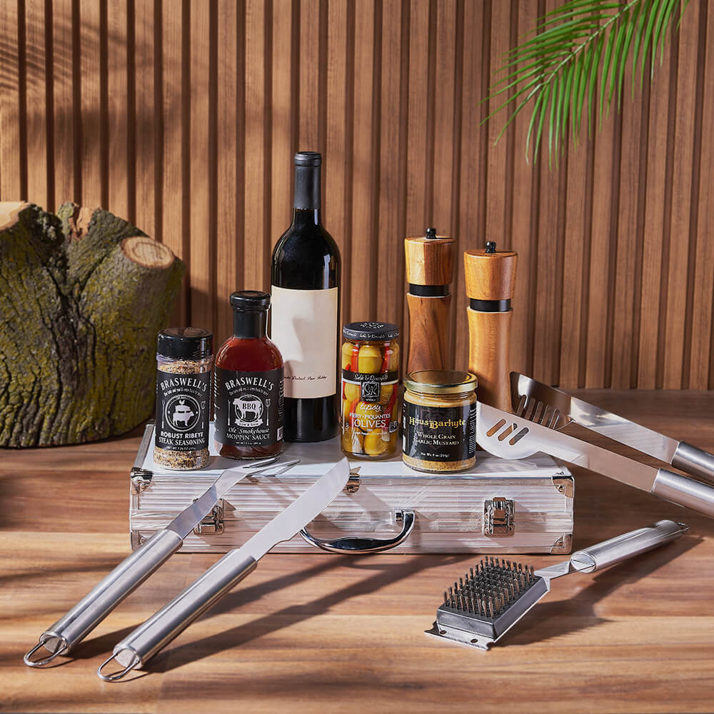 Wine and Grill Seasoning Gift Basket – how the gift is presented