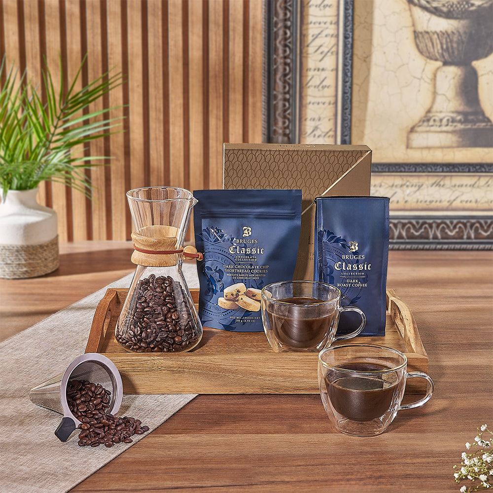 Delight any coffee aficionado with the Forest Hill Coffee &amp; Snack Tray - Chicago Baskets
