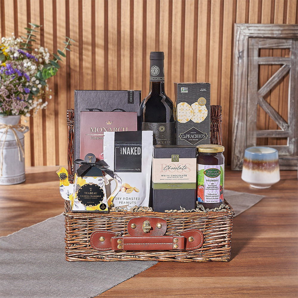 Kosher Wine &amp; Snacks Basket from Chicago Baskets - Wine Gift Set - Chicago Delivery