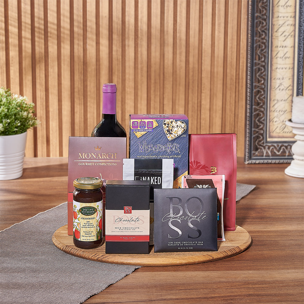 Kosher Wine &amp; Snack Board from Chicago Baskets - Wine Gift Basket - Chicago Delivery