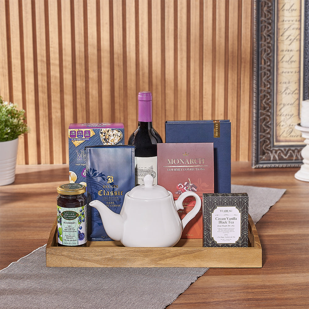 Kosher Wine Snack Tray Gift – how the gift is presented