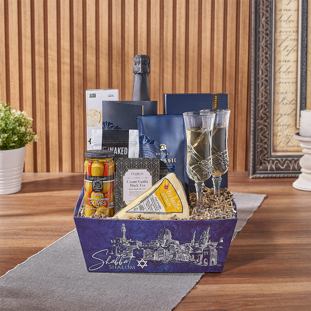 Kosher Champagne &amp; Cheese Basket from Washington Baskets - Champagne Gift Set - Chicago Delivery