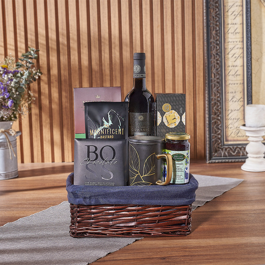 Elevate your Hanukkah festivities with the Happy Hanukkah Wine Gift Basket from Chicago Baskets - Chicago Delivery