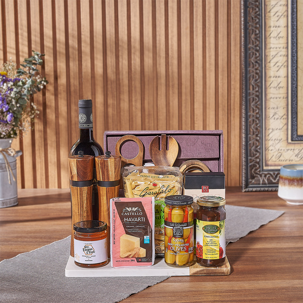 The Hanukkah Kosher Wine &amp; Pasta Basket from Chicago Baskets - Chicago Delivery 