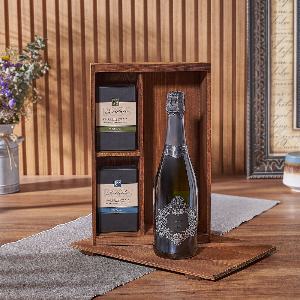 Kosher Sparkling Wine Chocolate Box – how the gift is presented