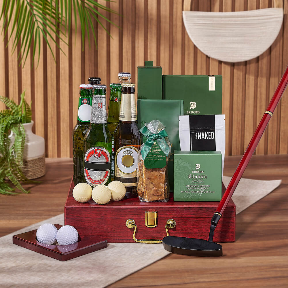 Beer Sampler & Golf Gift, beer gift, beer, chocolate gift, chocolate, nuts gift, nuts, golf gift, golf,  Chicago Baskets - Chicago Delivery