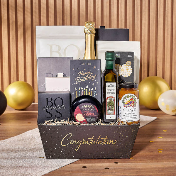 Birthday Party & Champagne Gift, champagne gift, champagne, sparkling wine gift, sparkling wine, chocolate gift, chocolate, Chicago delivery