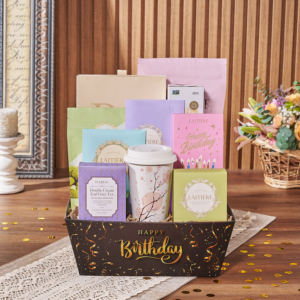 Birthday Tea & Goodies Gift, birthday gift, birthday, tea gift, tea, cookie gift, cookie, chocolate gift, chocolate, Chicago delivery