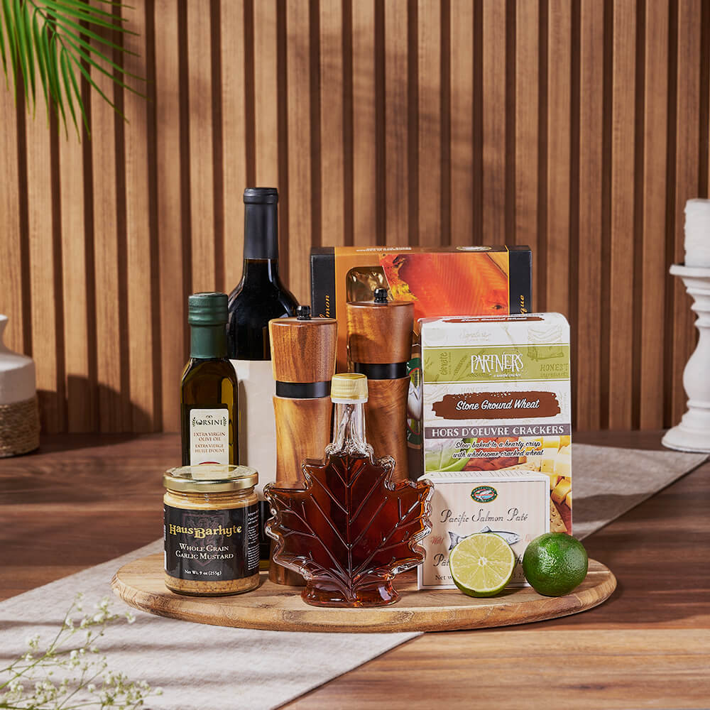 Candied Salmon &amp; Wine Gift Set from Chicago Baskets - Wine Gift Basket - Chicago Delivery.