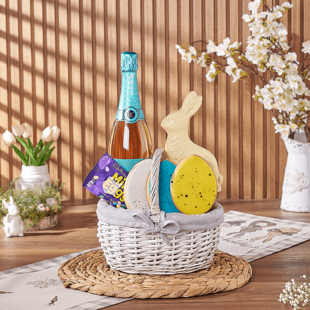 Champagne Easter Basket, easter gift, easter, champagne gift, champagne, sparkling wine gift, sparkling wine, chocolate gift, chocolate, Chicago delivery