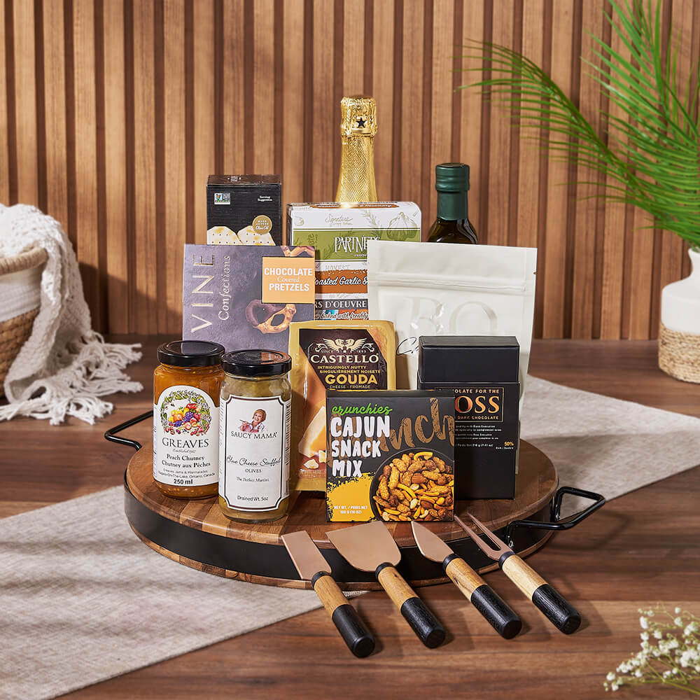 Champagne &amp; Cheese Platter Gift Set from Chicago Baskets - Champagne Gift Basket - Chicago Delivery.