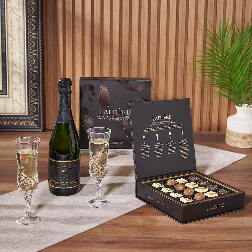 Champagne &amp; Truffles for Two Gift, champagne gift, champagne, sparkling wine gift, sparkling wine, chocolate gift, chocolate, Chicago delivery