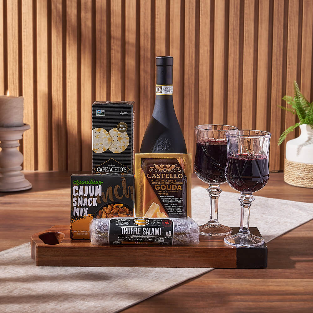 Charcuterie & Wine Gift Basket, wine gift, wine, cheese gift, cheese, charcuterie gift, charcuterie, Chicago  delivery