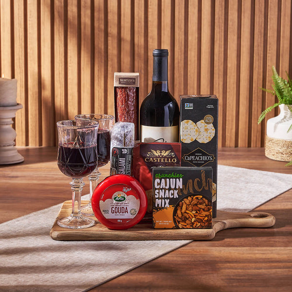 Cheese & Salami Gift Set with Wine - Chicago Baskets - Chicago Delivery
