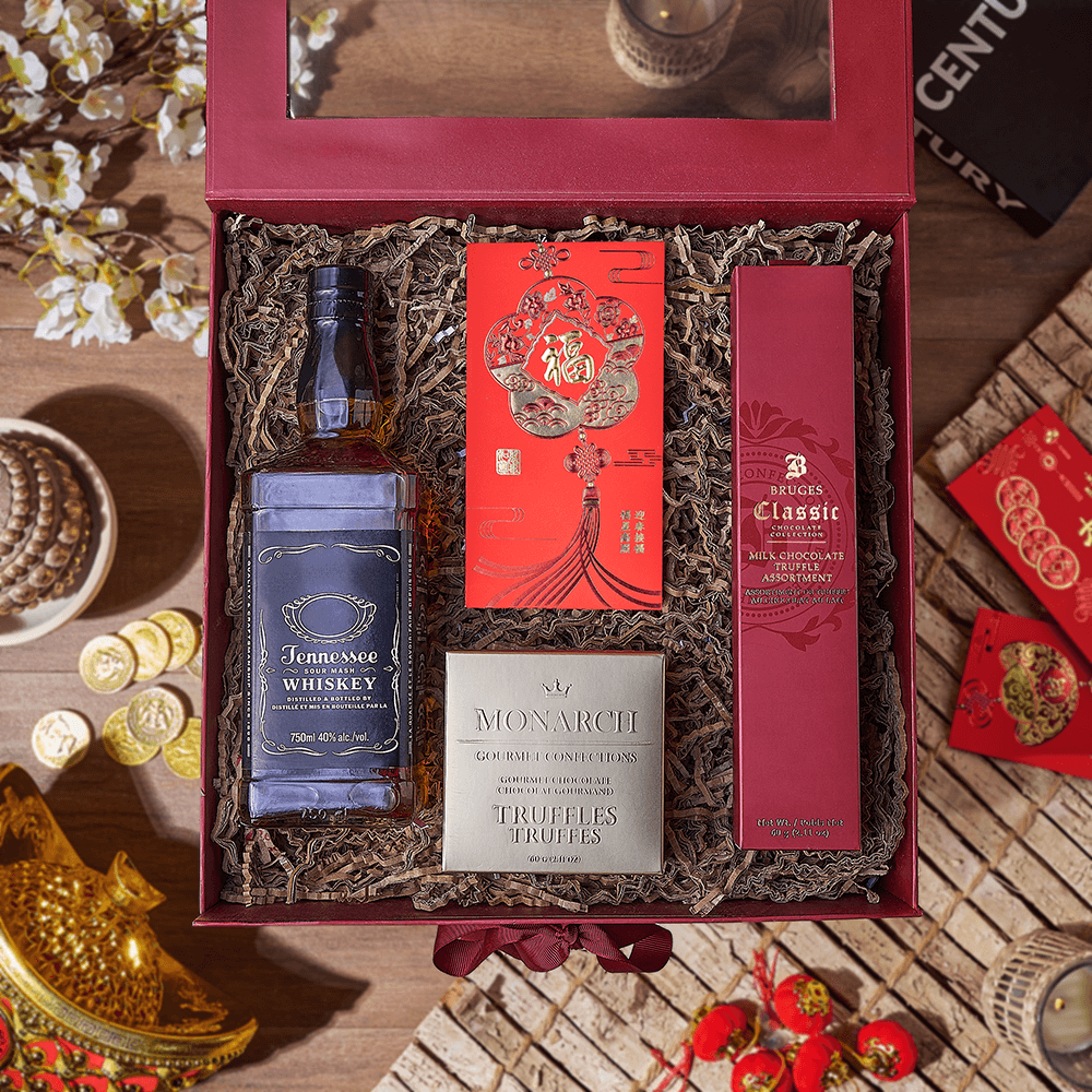 Chinese New Year Spirits & Chocolate Box, chinese new year gift, chinese new year, lunar new year gift, lunar new year, liquor gift, liquor, Chicago delivery