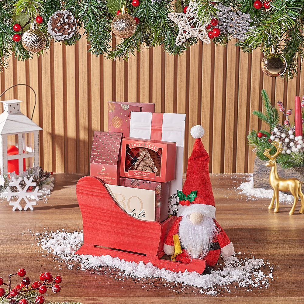 Chocolate Truffles &amp; Christmas Sleigh Basket, christmas gift, christmas, chocolate gift, chocolate, Chicago delivery