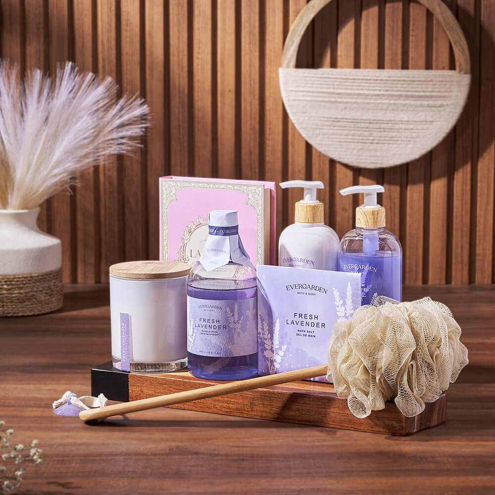 Chocolate &amp; Lavender Spa Gift Board from Chicago Baskets - Spa Gift Set - Chicago Delivery