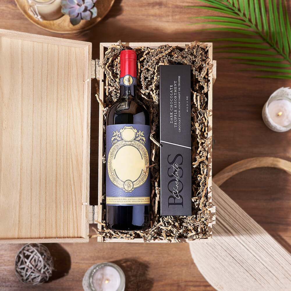 Chocolate &amp; Wine Gourmet Gift Basket, wine gift, wine, chocolate gift, chocolate, Chicago delivery