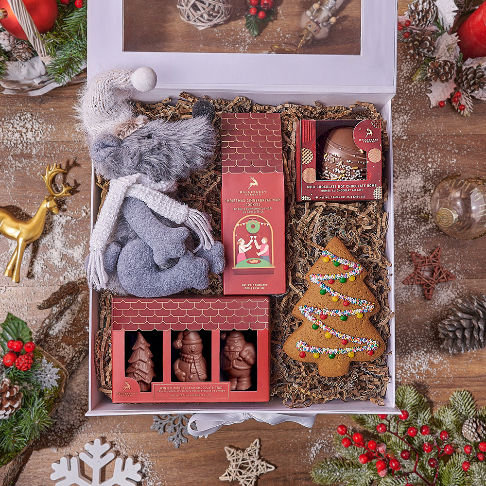 Christmas Hot Cocoa &amp; Treats Basket, christmas gift, christmas, chocolate gift, chocolate, cookie gift, cookie, Chicago delivery