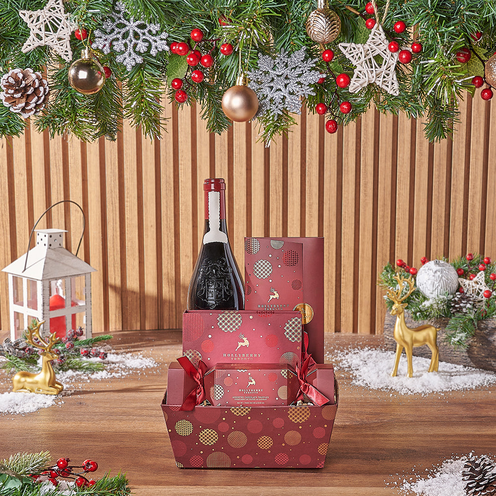 Our Christmas Morning Wine Gift Set, a curated selection of delightful goodies designed for a cozy celebration with friends and loved ones - Chicago Delivery