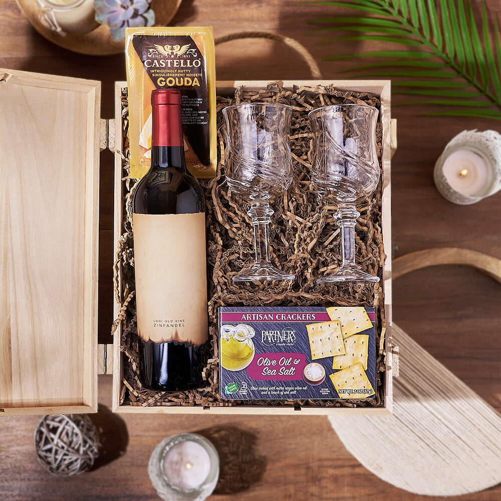 Classic Wine &amp; Cheese Crate from Chicago Baskets - Wine Gift Set - Chicago Delivery