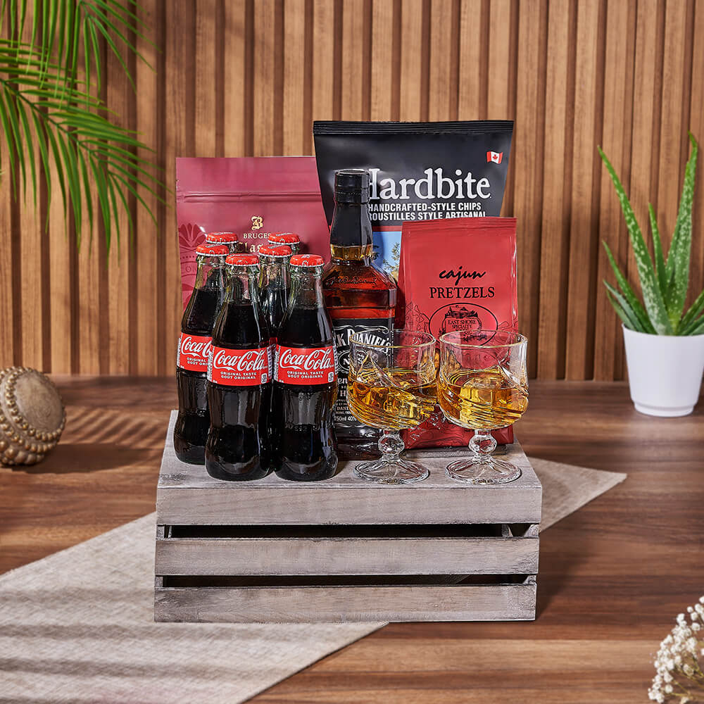 Coke &amp; Snacks Liquor Gift Crate from Chicago Baskets - Liquor Gift Set - Chicago Delivery
